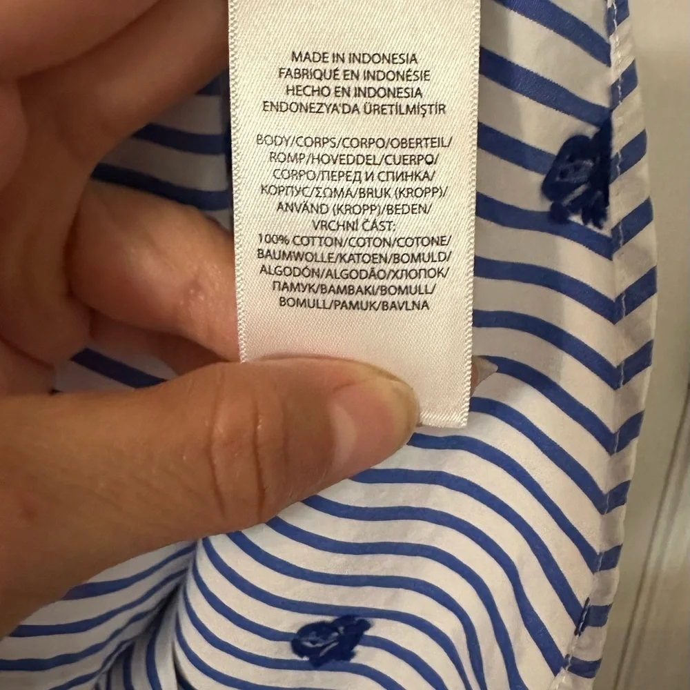 Ralph Lauren Kids White and Blue Striped Button Down Shirt
